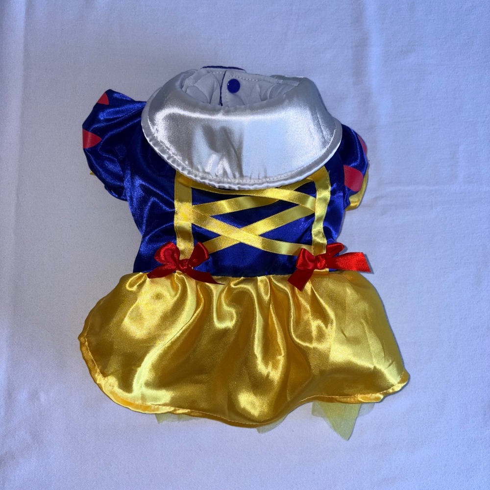 Snow White Pet Costume Dress Medium dog Blue Yellow Excellent Princess Bows